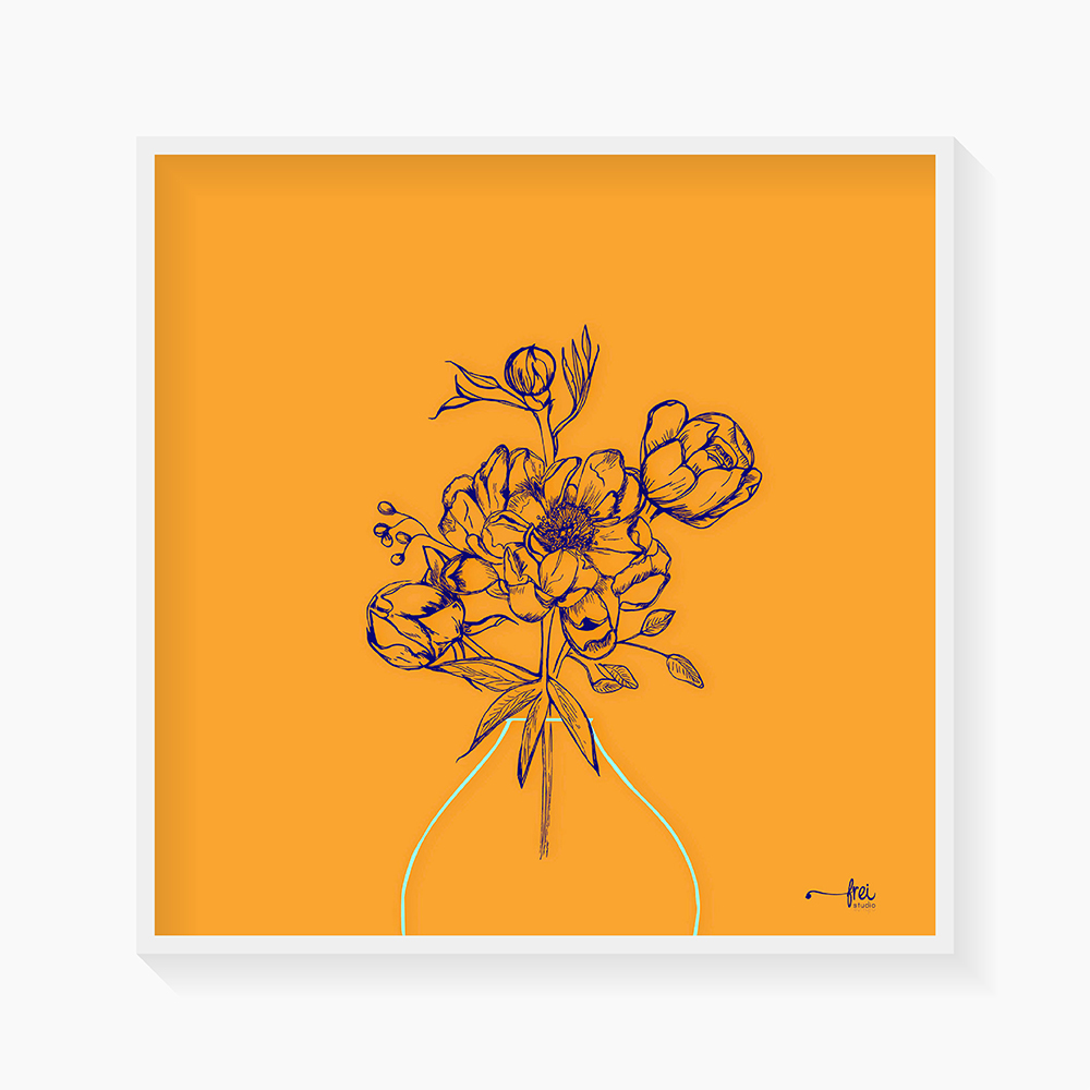 peony in pot on yellow Frei Peony in Pot Yellow