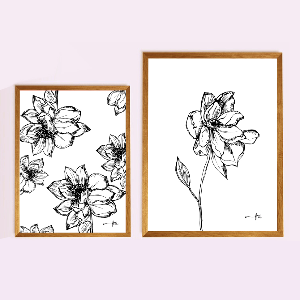 trio of poppies black