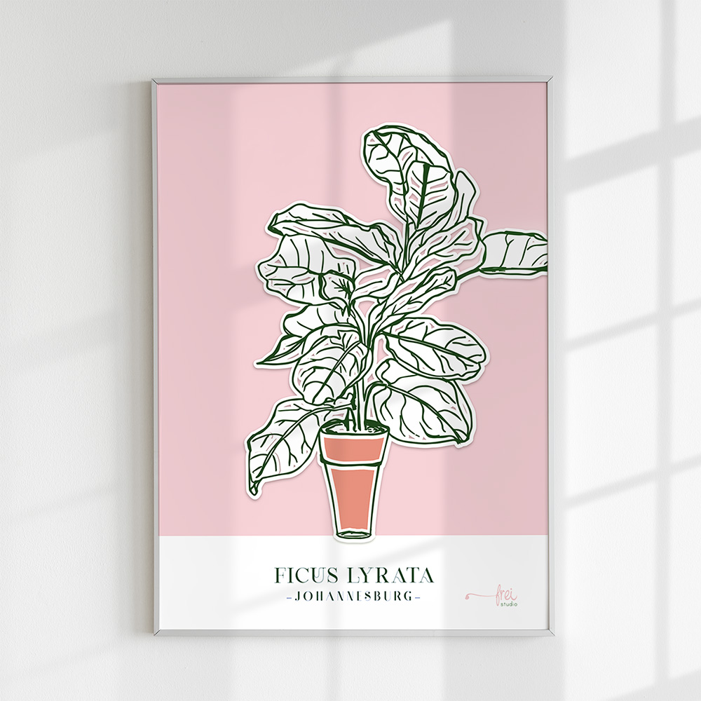 frei-design-illustration-fiddle-leaf-plant-pink-green